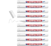 edding 8046 Ready White Industry Pen - Bolígrafo (10 unidades, punta redonda de 1 a 3 mm, rotulador permanente blanco para marcar y etiquetar metal, vidrio, piedra o plástico), permanente y resistente