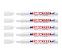 EDDING 8050 - Lote de 5 rotuladores especiales de goma para neumáticos (punta redonda, 2-4 mm), color blanco