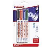 Edding 8400 marcador de CD/DVD/BD - multicolor - 4 rotuladores - punta redondeada fina 0,5-1 mm - para el etiquetado permanente de CD, DVD y discos Blu-ray