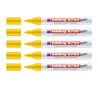 EDDING 8750 - Lote de 5 rotuladores para pintura especial (2 - 4 mm), color amarillo
