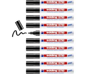 edding 8750 marcador de tinta opaca industrial - negro -10 bolígrafos- punta redonda 2-4mm - rotulador superficies polvorientas, grasientas, neumáticos, metal, vidrio, madera - permanente impermeable