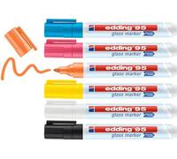 Edding 95 glass marcador 6 pieza(s) punta redonda negro, azul, naranja