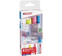 Edding 95 marcador para cristal - multicolor claro - 4 rotuladores borrable para vidrio - punta redondeada 1,5-3 mm - para escribir y marcar en ventanas y pizarras de cristal - borrado en seco