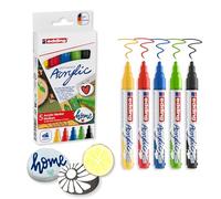 Edding Rotuladores Acrílicos 5100 – Caja x5 Punta redonda 2-3 mm Trazo medio Colores básicos