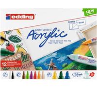 EDDING Estuche de Arte Acrílico con 12 Marcadores Surtidos y Bloc A4