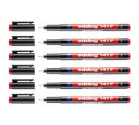 Edding - Fieltros permanentes 141F (punta fina, 6 unidades), color rojo