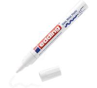edding 750 marcador de tinta opaca brillante - blanco - 1 rotulador - punta redonda 2-4 mm - rotulador brillante efecto lacado para vidrio, piedras, madera, plástico, papel - color permanent