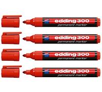 edding Marcador permanente 300 Rojo punta redonda 1,5-3 mm recargable resistente al agua Pack 10