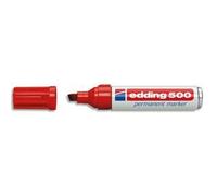 EDDING LOT de 10 Marqueurs Edding 500 permanent, corps aluminium, pointe biseautée - coloris rouge