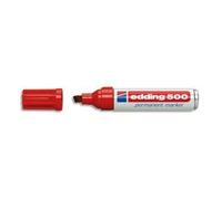 EDDING LOT de 10 Marqueurs Edding 500 permanent, corps aluminium, pointe biseautée - coloris rouge