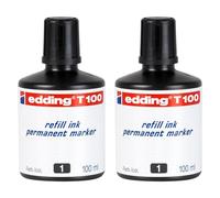 EDDING - Lote de 2 recambios de tinta T100 ml gota a gota para rotulador permanente, color negro