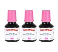 EDDING - Lote de 3 recambios de tinta 30 ml T25 para marcador permanente, color rosa
