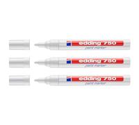 Edding Rotulador marcador 750 – Tinta opaca permanente, punta redonda 2–4 mm, blanco