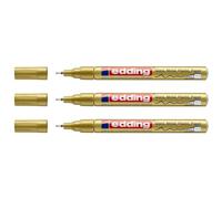 EDDING - Lote de 3 rotuladores de pintura brillante (0,8 mm, punta fina de oro de 0,8 mm)