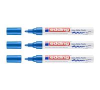 EDDING - Lote de 3 rotuladores de pintura brillante (750, 2-4 mm), color azul