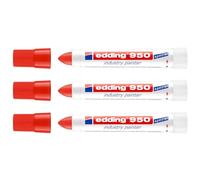 EDDING - Lote de 3 rotuladores especiales industrias 950 (punta extragrande, 10 mm), color rojo