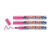 Edding - Lote de 3 rotuladores para pizarras blancas (1,5-3 mm), color rosa