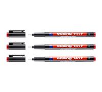 Edding - Lote de 3 rotuladores permanentes, 141F, punta fina, 0,6 mm, color rojo