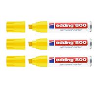 Edding - Lote de 3 rotuladores permanentes, 800 cuerpos de aluminio (4-12 mm), color amarillo