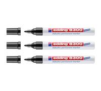 Edding - Lote de 3 rotuladores permanentes especiales industrias 8300 (punta redonda, 1,5-3 mm), color negro