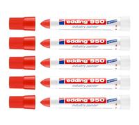 Edding - Lote de 5 rotuladores especiales industrias 950 (punta extragrande, 10 mm), color rojo