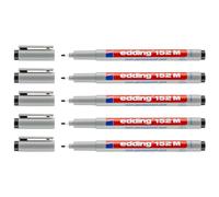 Edding - Lote de 5 rotuladores no permanentes, 152 m, color negro