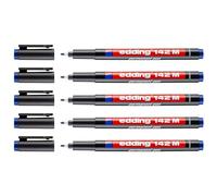Edding - Lote de 5 rotuladores permanentes, 142 m, punta media, 1 mm, color azul