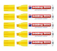Edding - Lote de 5 rotuladores permanentes, 800 cuerpos de aluminio (4-12 mm), color amarillo