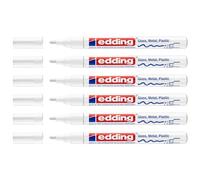 EDDING - Lote de 6 rotuladores de pintura brillante 751, punta media, 1-2 mm, color blanco