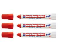 Edding Marcador de cera 950, uso industrial, 10 mm | (3 Marcadores, rojo)