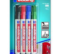 edding marcador permanente, 3000, punta redonda, 1,5 3 mm, color de escritura: 4 colores surtidos (4 unidades)