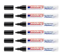 edding 750 marcador de tinta opaca brillante - negro - 1 rotulador - punta redonda 2-4 mm - rotulador brillante efecto lacado para vidrio, piedras, madera, plástico, papel - color permanente