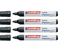 Edding - Marcador textil y fieltro para camisetas negras, paquete de 4
