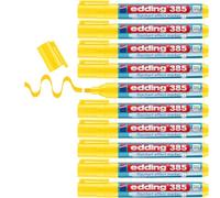 edding Rotulador de efecto rotafolio 385, amarillo, caja de 10, punta de pincel flexible de 1 a 5 mm, marcador para resaltar, sombrear y marcar en papel rotafolio, no se traspasa y no se seca