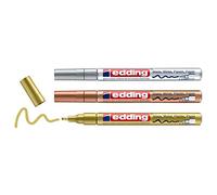 edding Rotulador de pintura brillante Creative 751 metálico, 1-2 mm (oro, plata y cobre)