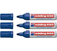 Edding Rotulador permanente n.º 550, paquete de ahorro de 3 y 5 unidades, en cuatro colores, rellenable con Edding T 25 (azul, pack de ahorro de 3)