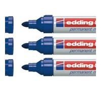 Edding Rotulador permanente n.º 550, paquete de ahorro de 3 y 5 unidades, en cuatro colores, rellenable con Edding T 25 (azul, pack de ahorro de 3)