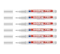 Edding - Rotuladores (6 unidades, 780, punta fina, 0,8 mm), color blanco