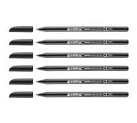 Edding - Rotuladores para colorear (punta fina, 1200, 1 mm, 6 unidades), color negro