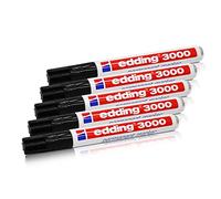edding Rotuladores permanentes 3000, negro, 1,5-3 mm, recargables, 5 unidades