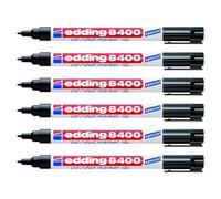 EDDING - Rotuladores permanentes CD/DVD 8400 (punta redonda, 1 mm, 6 unidades), color negro