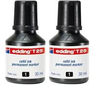 Edding T-25 - Tinta de Recarga para Marcador Permanente de Color Negro - 30ml. (Paquete de 2)