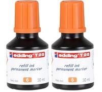 edding T 25 tinta de recarga para marcador permanente - naranja - 30 ml - con sistema dispensador de gotas, para rellenar rápidamente casi todos los rotuladores permanentes edding (Paquete de 2)
