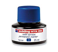 edding Tinta de recambio MTK 25 - Azul - 25 ml - con sistema capilar, ideal para rellenar de forma limpia y sin complicaciones casi todos los rotuladores permanentes edding
