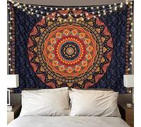 Edeesky Tapiz de mandala bohemio estético para colgar en la pared, psicodélico, hippie y mariposa, arte de pared vintage, decoración del hogar para dormitorio, sala de estar, dormitorio (rojo)