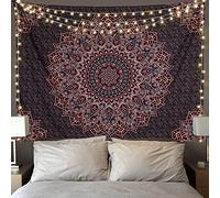 Edeesky - Tapiz de pared vintage de mandala negro y rosa, decoración hippie de estilo estético, arte mural bohemio para dormitorio, salón y residencia de estudiantes