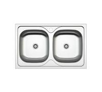 EDESA Fregadero sobre encimera VELETA SE 80 2C .B. 950270053. Dos cubetas, Inoxidable, acabado acero. Para mueble de 80 cm
