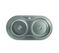 EDESA Fregadero sobre encimera K2 SE 84 2C. 950270009. Dos cubetas, Inoxidable, acabado acero. Para mueble de 80 cm