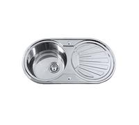 Edesa, Fregadero Sobre Encimera Modelo K2 SE 84 1C1E REVERSIBLE, Fregadero de Encastre, Cubeta Redonda, Fregadero con Escurridor, Orificio para Grifo, Ancho de 45 cm, Fácil instalación, Color Acero