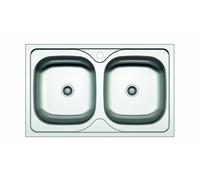 EDESA Fregadero sobre encimera VELETA SE 80 2C .B. 950270053. Dos cubetas, Inoxidable, acabado acero. Para mueble de 80 cm